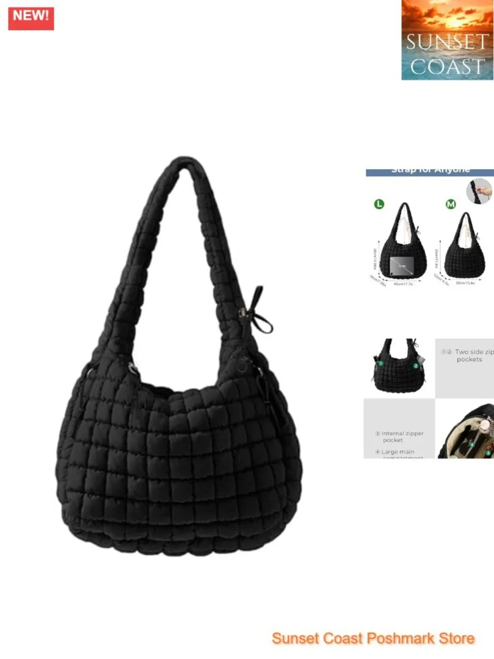 Quilted Puffer Tote Bag Nylon Crossbody Hobo Shoulder Bag Large Puffy Purse